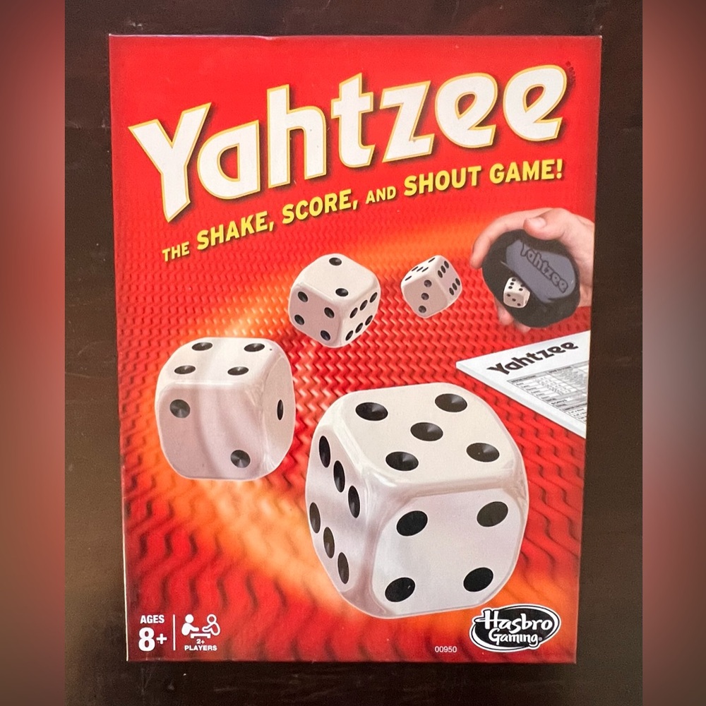 Hasbro Yahtzee Game with Red and White Design